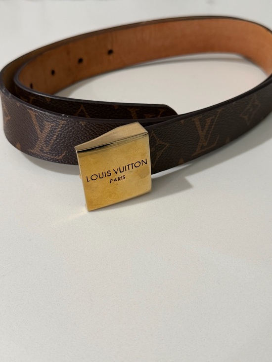 Louis Vuitton Other - Louis Vuitton Brown Monogram Canvas Belt with Gold Square Buckle